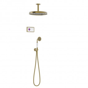 Tres Clasic Podtynkowy termostatyczny elektroniczny zestaw prysznicowy Shower Technology Blue Edition z deszczownicą Mosiądz z efektem postarzenia matowy - 823893_O1