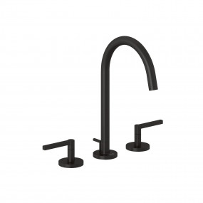 Kludi Nova Fonte Puristic bateria umywalkowa, 3 otworowa; uchwyty proste; czarny szczotkowany