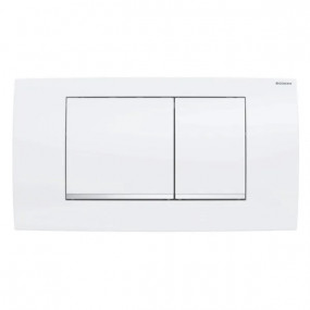 Przycisk uruchamiający Twinline30 prostokątny Przycisk biały / Błyszczący Pasek ozdobny chrom / Błyszczący