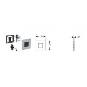 Geberit przycisk elektroniczny zawór spłukujący do pisuaru, zasilanie bateryjne, Typ 30, chrom szczotk.-chrom bł. - 599066_O1