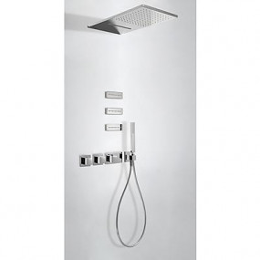 Tres Block System kompletny zestaw prysznicowy podtynkowy termostatyczny 4-drożny deszczownica 280x550 mm chrom - 525138_O1