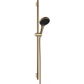 Hansgrohe Rainfinity Zestaw prysznicowy 130 3jet EcoSmart z drążkiem S Puro 90 cm PushSlider i tekstylnym wężem prysznicowym Designflex 160 cm Złoty Optyczny Polerowany - 895801_O1