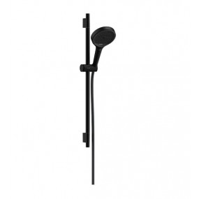 Hansgrohe Rainfinity Zestaw prysznicowy 130 3jet EcoSmart z drążkiem S Puro 65 cm PushSlider i tekstylnym wężem prysznicowym Designflex 160 cm Czarny Matowy - 895811_O1