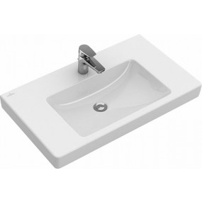 Villeroy & Boch Subway 2.0 Umywalka meblowa szlifowany spód, prostokątna, do armatury 3-otworowej, wybity środkowy otwór pod armaturę, z przelewem, montaż ścienny - 518137_O1