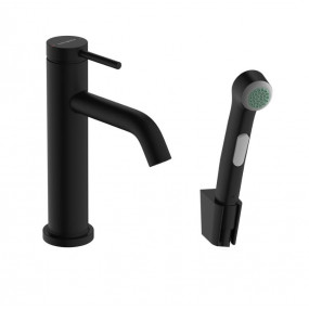 Hansgrohe Tecturis S Jednouchwytowa bateria umywalkowa 110 z główką Bidetta i wężem prysznicowym 160 cm Czarny Matowy - 896260_O1