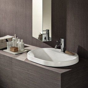 Geberit Variform Umywalka wpuszczana w blat, owalna, B55cm, H17.8cm, T45cm, z przelewem, z otworem na baterię, szkliwiony spód