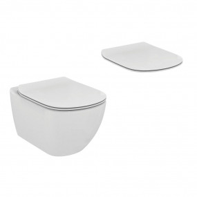 Ideal Standard Tesi Zestaw Miska WC wisząca 53,5 x 36,5 cm biała + Deska sedesowa wolnoopadająca cienka biała (T007801+T352701) - 771284_O1