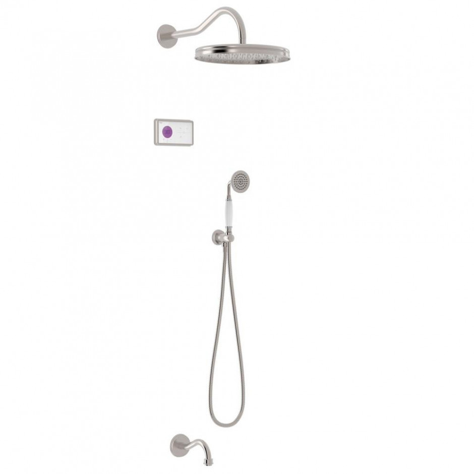 Tres Clasic Podtynkowy termostatyczny elektroniczny zestaw prysznicowy Shower Technology Blue Edition z deszczownicą Stal - 823897_O1