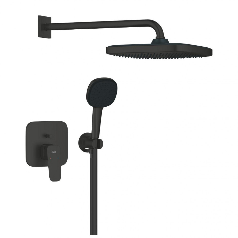 Grohe Cubeo Podtynkowy zestaw prysznicowy z deszczownicą Tempesta 250 czarny mat