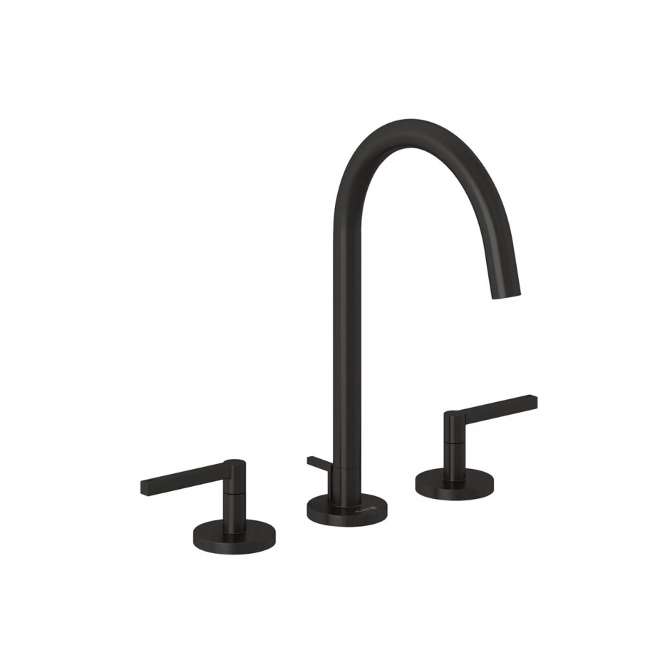 Kludi Nova Fonte Puristic bateria umywalkowa, 3 otworowa; uchwyty proste; czarny szczotkowany