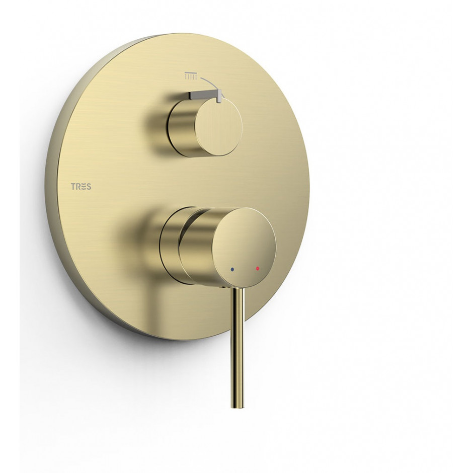 Tres Study bateria prysznicowa podtynkowa 2-drożna Rapid-box Złoty cava 