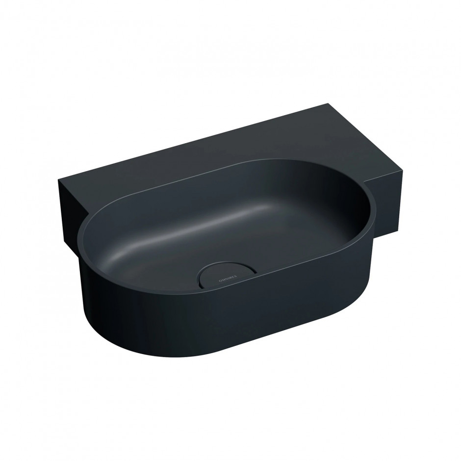 Omnires Ovo M+ Umywalka Nablatowa/Wisząca - Prawa, 55 X 38 Cm black lava mat