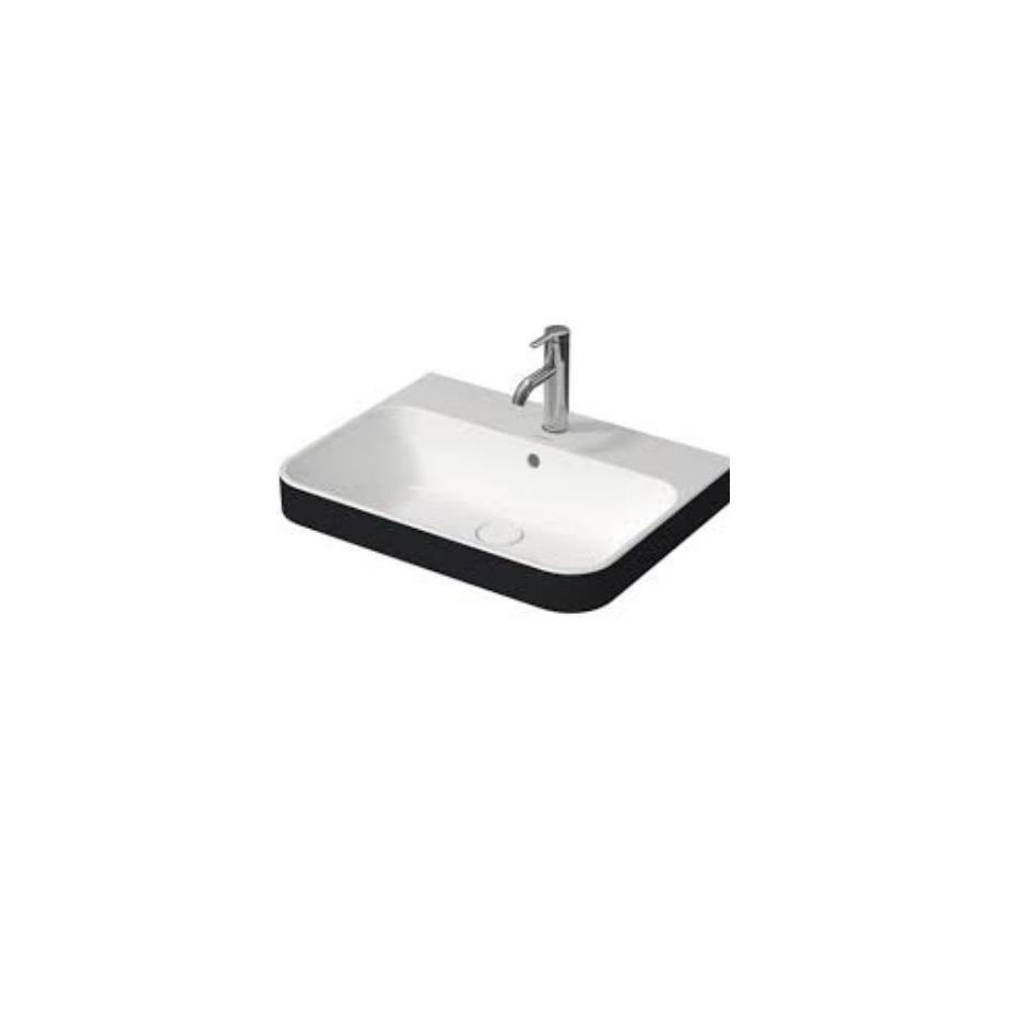 Duravit Happy D. 2 Plus Umywalka nablatowa z otworem na baterię, szlifowana, tył nieszkliwiony 60x46 biała Wonder Gliss/Anthracite Matt - 793425_O1