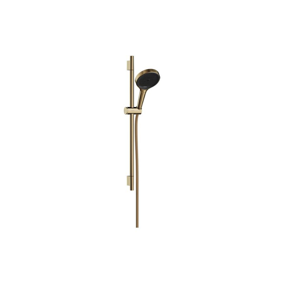 Hansgrohe Rainfinity Zestaw prysznicowy 130 3jet z drążkiem S Puro 65 cm PushSlider i tekstylnym wężem prysznicowym Designflex 160 cm Złoty Optyczny Polerowany - 895807_O1