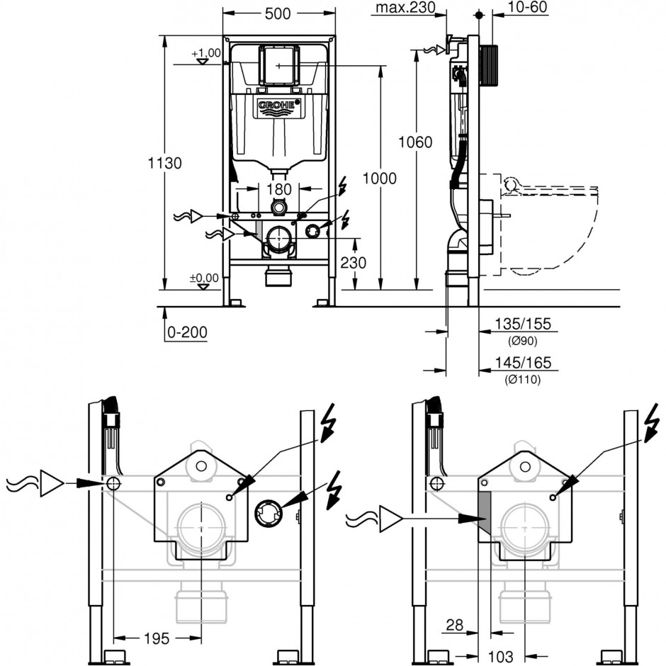Grohe Rapid SL stelaż podtynkowy Sensia IGS do toalety myjącej - 687166_T1