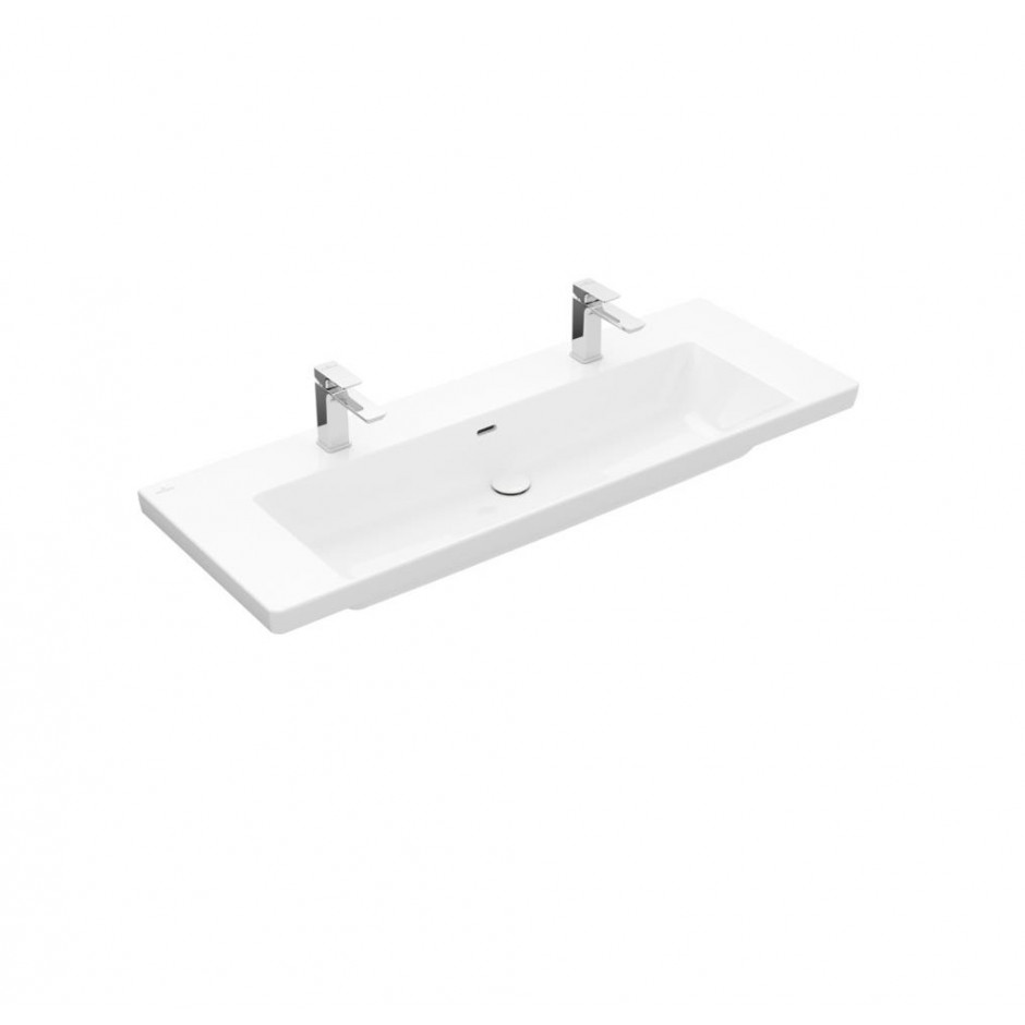 Villeroy & Boch Subway 3.0 Umywalka meblowa podwójna 130x47 cm z otworami z przelewem biała - 827491_O1