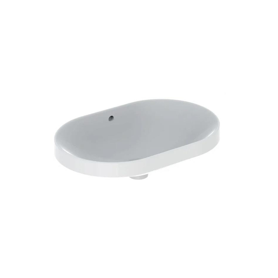 Geberit Variform Umywalka wpuszczana w blat, eliptyczna, B60cm, H17.8cm, T40cm, z przelewem, bez otworu na baterię, KeraTect - 882699_O1