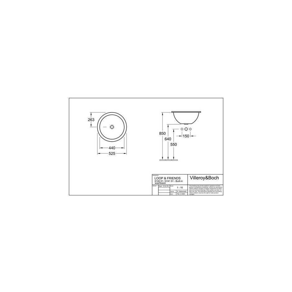 Villeroy & Boch Loop & Friends umywalka nablatowa, 525 mm srednicy, Pergamon Ceramicplus - 9005_T1