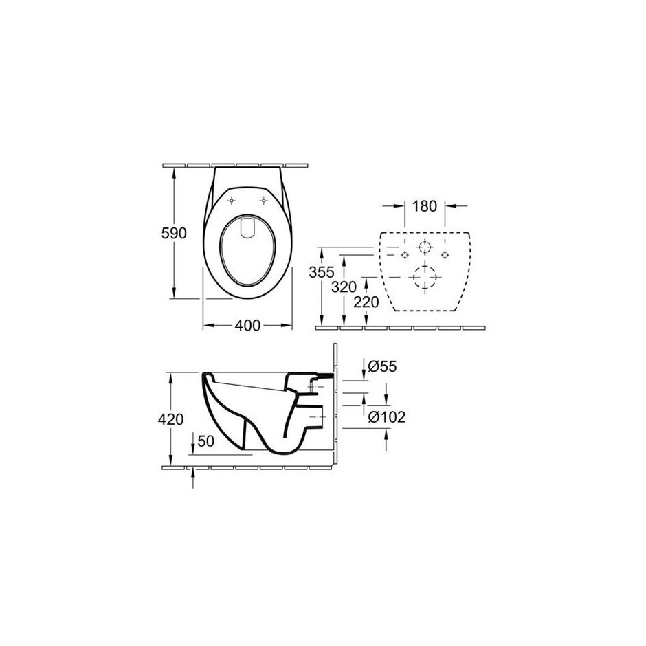 Villeroy & Boch Aveo miska WC wisząca, 400 x 590 mm, Star White Ceramicplus - 13663_T1