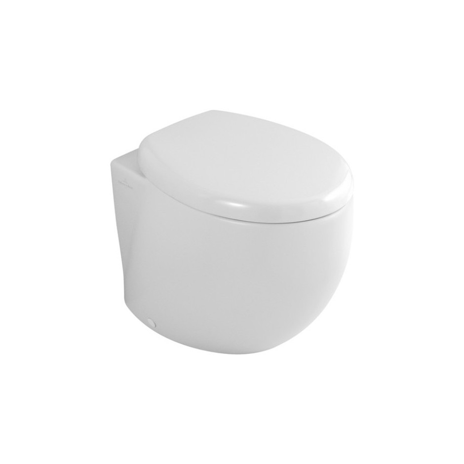 Villeroy & Boch Aveo miska WC stojąca lejowa, 410 x 560 mm, odplyw poziomy, do montazu blisko sciany, Star White CeramicplusO1