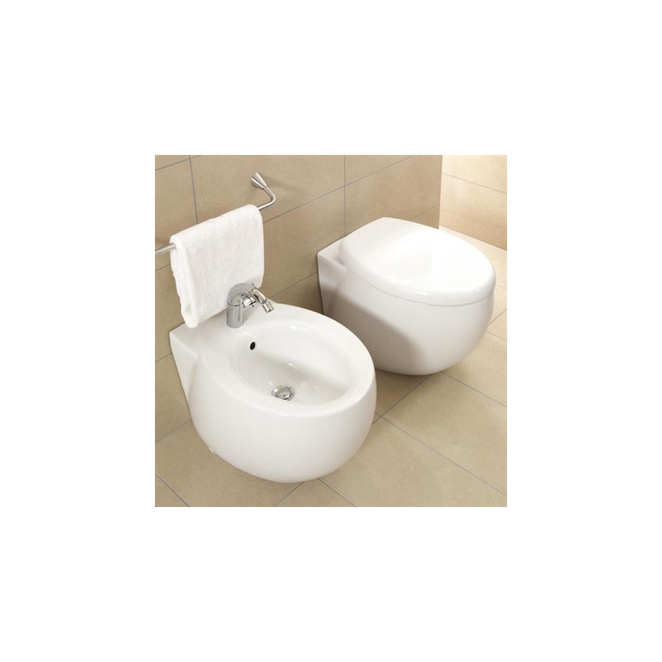 Villeroy & Boch Aveo miska WC stojąca lejowa, 410 x 560 mm, odplyw poziomy, do montazu blisko sciany, Star White Ceramicplus - O3