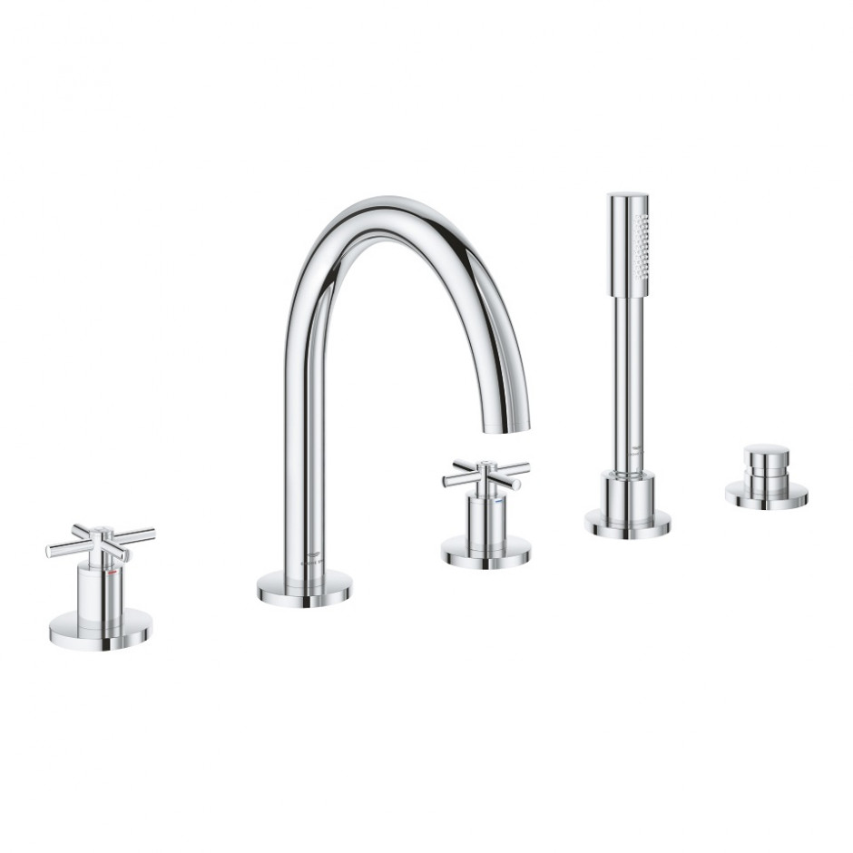 Grohe Atrio Classic 5-otworowa bateria wannowa z pokrętłami krzyżowymi, chrom