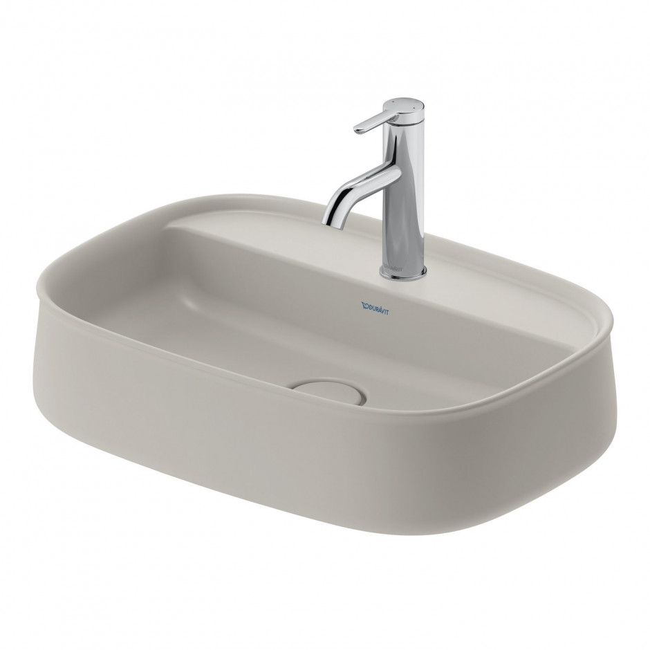 Duravit Zencha umywalka nablatowa 55x39 cm owalna z otworem na baterię szlifowana szary półmat