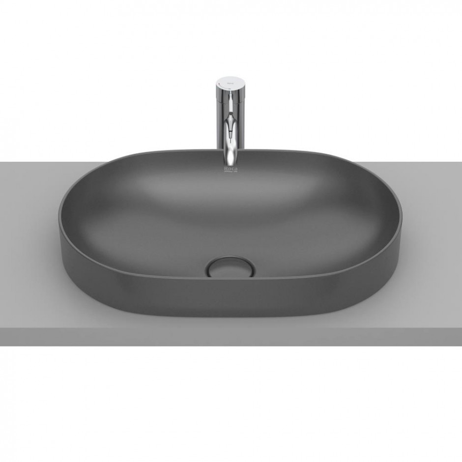 Roca Inspira Round Umywalka wpuszczana w blat owalna FINECERAMIC 55x37 cm onyks - 819539_O1