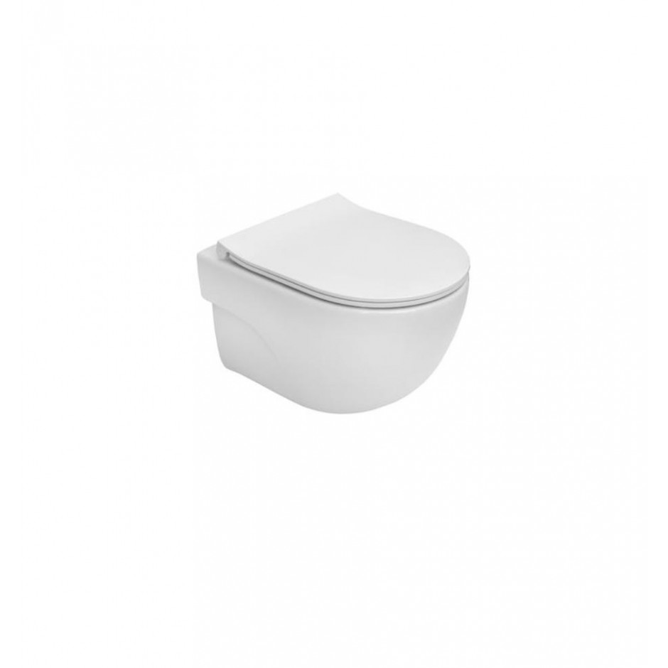 Roca Meridian Compacto zestaw miska wc podwieszana rimless + deska wolnoopadająca slim duroplast - 819606_O1