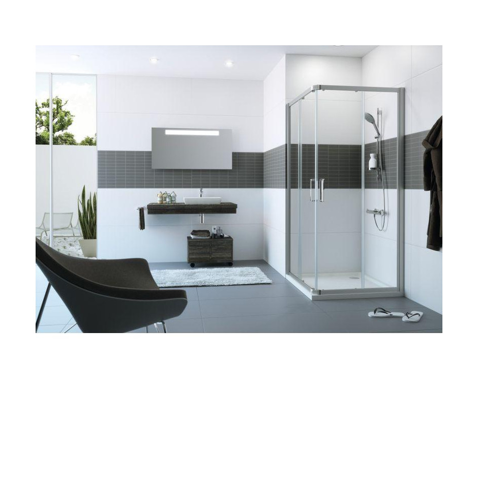 HUPPE Classics 2 EasyEntry 1/2 kabiny-prawe drzwi suwane 90 cm 2-częściowe srebrny matowy - 751501_O1