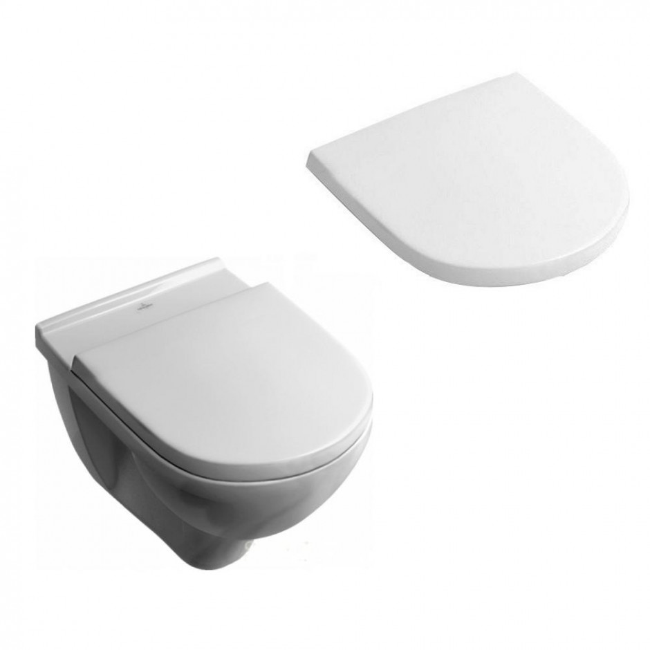 Kompletna Łazienka Zestaw Villeroy & Boch O.Novo Miska WC wisząca z deską wolnoopadającą, umywalką 56 cm i armaturą Kludi Bozz - 425774_O1