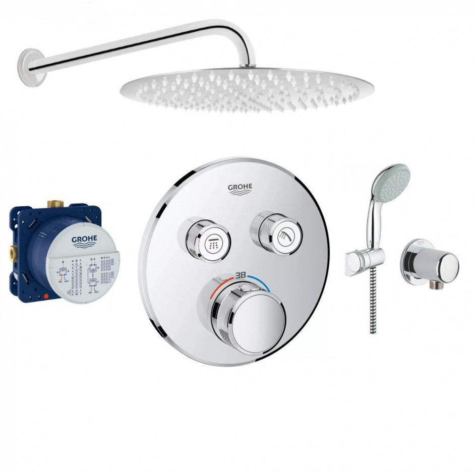 Grohe SmartControl bateria, Zestaw prysznicowy podtynkowy, deszczownica Slim 30cm (35600000 + 2760110E + 28671000 + Slim R30) chrom - 781379_O1