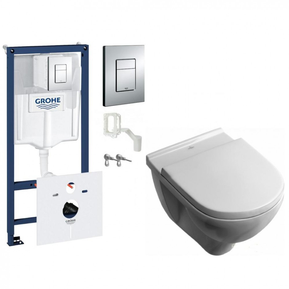 Grohe Villeroy O.NOVO Zestaw stelaż podtynkowy z miską WC wiszącą z deską wolnoopadającą (38827000+5660H101) - 460047_O1