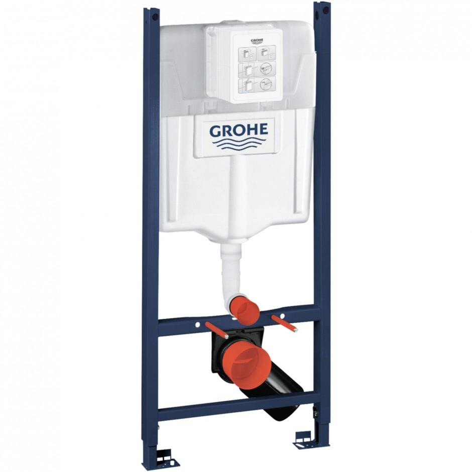 Grohe Cersanit Caspia Zestaw 6w1: Stelaż podtynkowy z miską WC wiszącą bezrantową/Clean On, deską wolnoopadającą i przyciskiem (3884 +K11-0233 +K98-0145 +38732) - 769557_O2