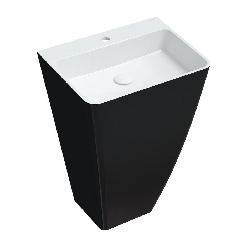 Omnires Parma Umywalka Wolnostojąca Marble+, 55X43Cm, Biały/Czarny Połysk - 844426_O1