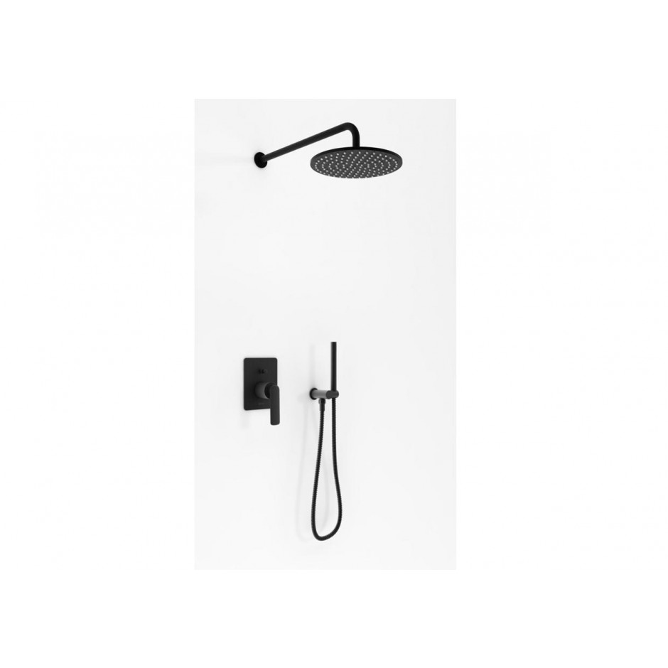 Kohlman Experience Black zestaw prysznicowy z deszczownicą 25cm ze słuchawką czarny mat - 772466_O1