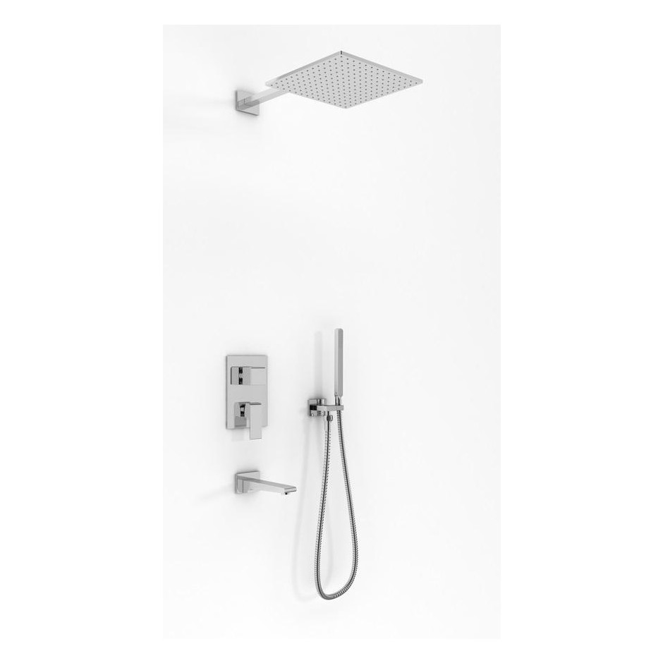 Kohlman Saxo kompletny zestaw natryskowy podtynkowy ze słuchawką, wylewką wannową i deszczownicą kwadratową 40x40cm - 760170_O1
