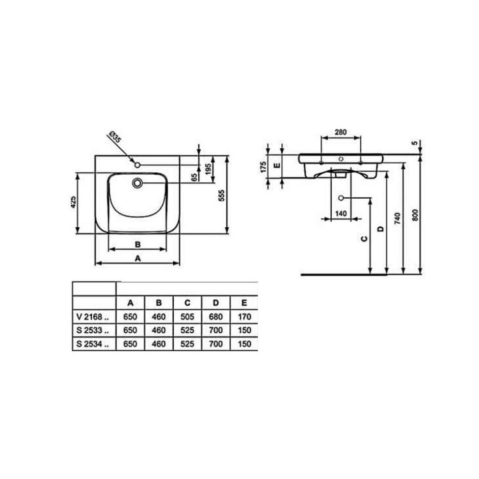 Ideal Standard Contour 21 umywalka dla niepełnosprawnych 65cm biała - 551824_O1
