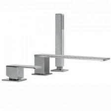 Tres Cuadro Exclusive bateria wannowa stojąca 3-otworowa kompletna chrom - 458557_O1