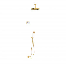 Tres Clasic Podtynkowy termostatyczny elektroniczny zestaw prysznicowy Shower Technology Blue Edition Złoto 24K - 823905_O1