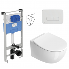 Catalano Italy Zestaw Stelaż podynkowy z miską WC wiszącą i deską w\o ( R020467 + 0711520001) biały