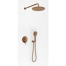 Kohlman Axel Brushed Copper zestaw prysznicowy z deszczownicą 25cm i słuchawką