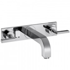 Axor Citterio 3-otworowa bateria umywalkowa ścienna podtynkowa z uchwytami jednoramiennymi z płytką, długość wylewki 226mm, DN15 - 3264_O1