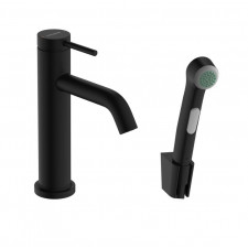 Hansgrohe Tecturis S Jednouchwytowa bateria umywalkowa 110 z główką Bidetta i wężem prysznicowym 160 cm Czarny Matowy - 896260_O1