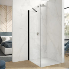 Huppe Aura pure 4-kąt ścianka boczna do montażu na brodziku Black Edition Szkło przezroczyste Anti-Plaque