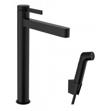 Hansgrohe Finoris bateria umywalkowa 260 z główką Bidette i wężem 160 cm Czarny Matowy