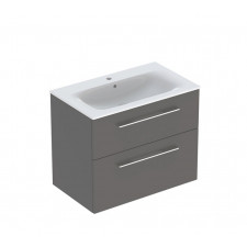 Geberit Selnova Square Zestaw umywalka z niskim rantem 80cm + szafka 2 szuflady, kolor lava mat