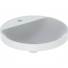 Geberit Variform Umywalka wpuszczana w blat, okrągła, z półką, D48cm, H17.8cm, z przelewem, z otworem na baterię, szkliw