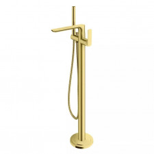 Kohlman Gold bateria wannowa wolnostojąca z obrotową wylewką, złoto szczotkowane - 858251_O1