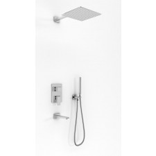 Kohlman Saxo kompletny zestaw natryskowy podtynkowy ze słuchawką, wylewką wannową i deszczownicą kwadratową 20x20cm - 760126_O1